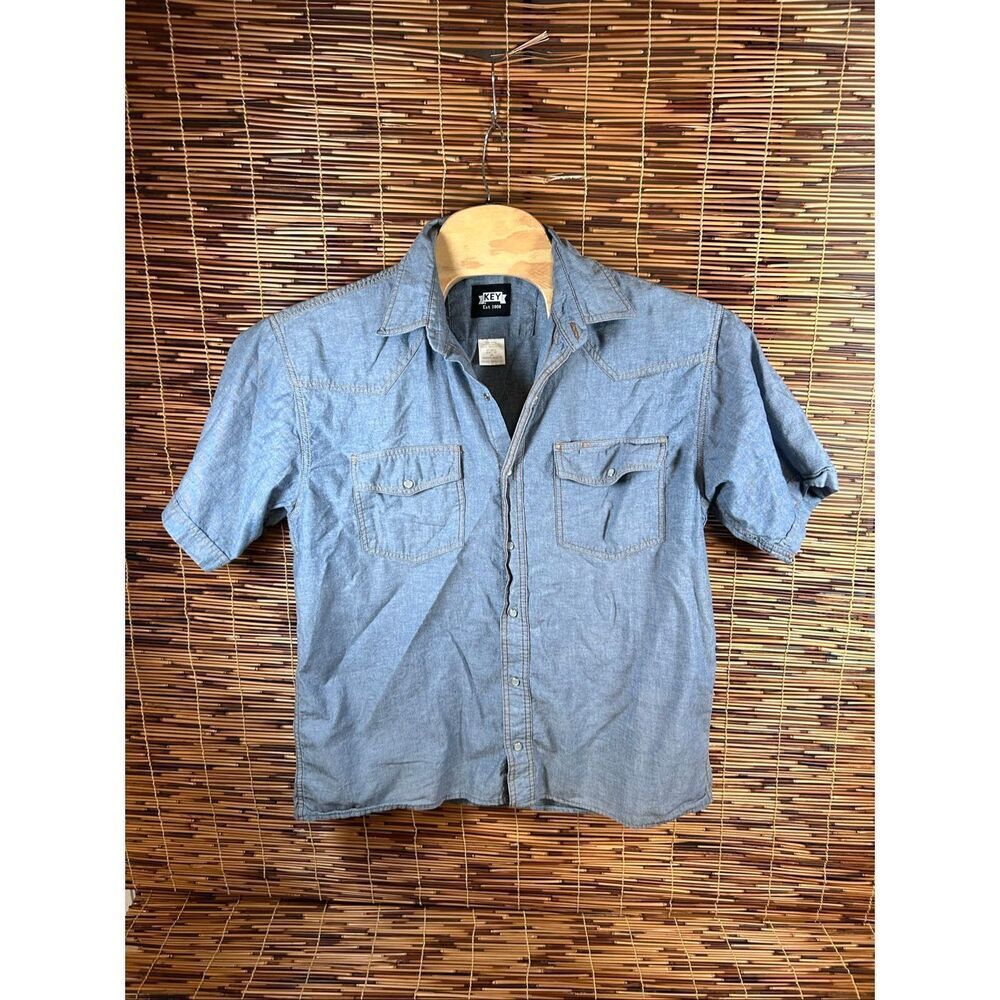 KEY Light Denim Short Sleeve Work Shirt Large R